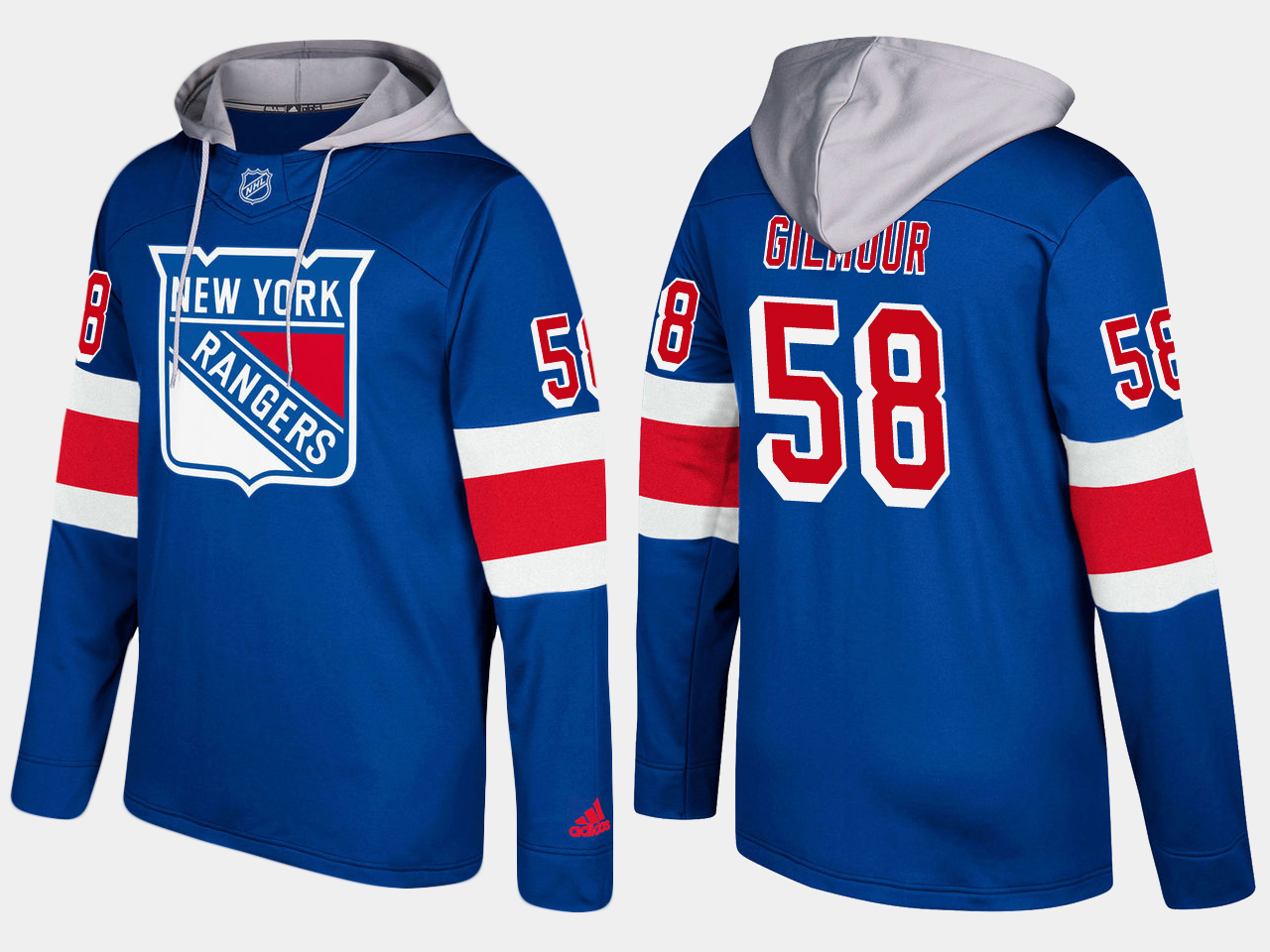 Men NHL New York rangers #58 john gilmour blue hoodie